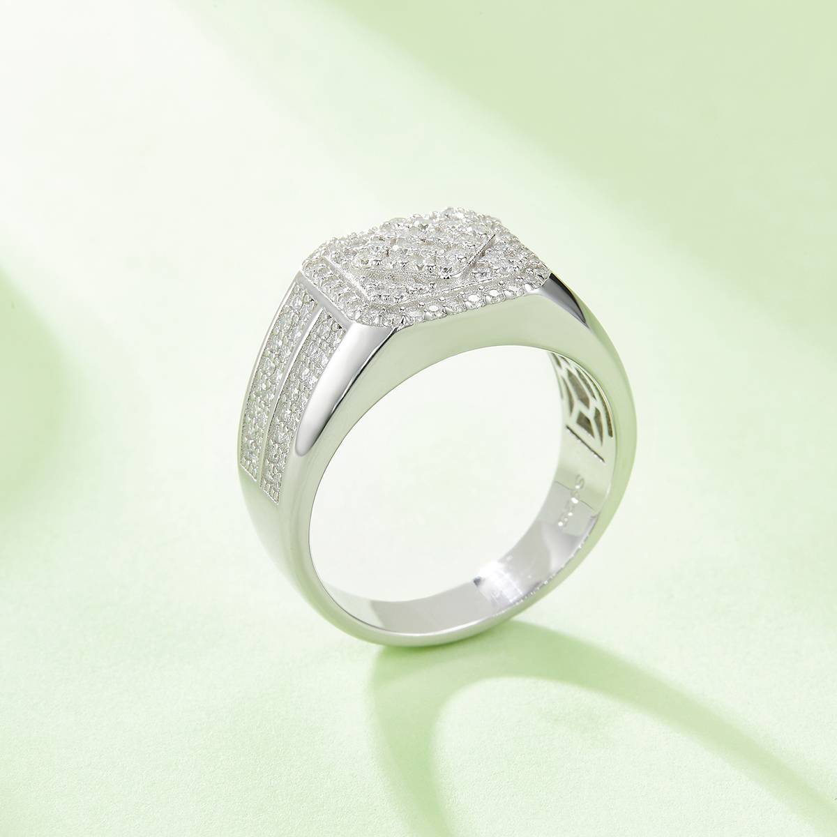 R6473 luxury setting S925 silver plated white gold Moissanite diamond men's ring, cherry stone D-grade 1.0 carat